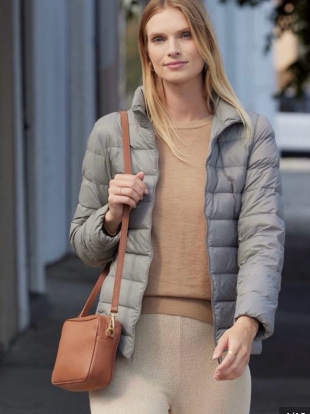 Quince Light Gray Quilted Puffer Jacket - Picture 1 of 6